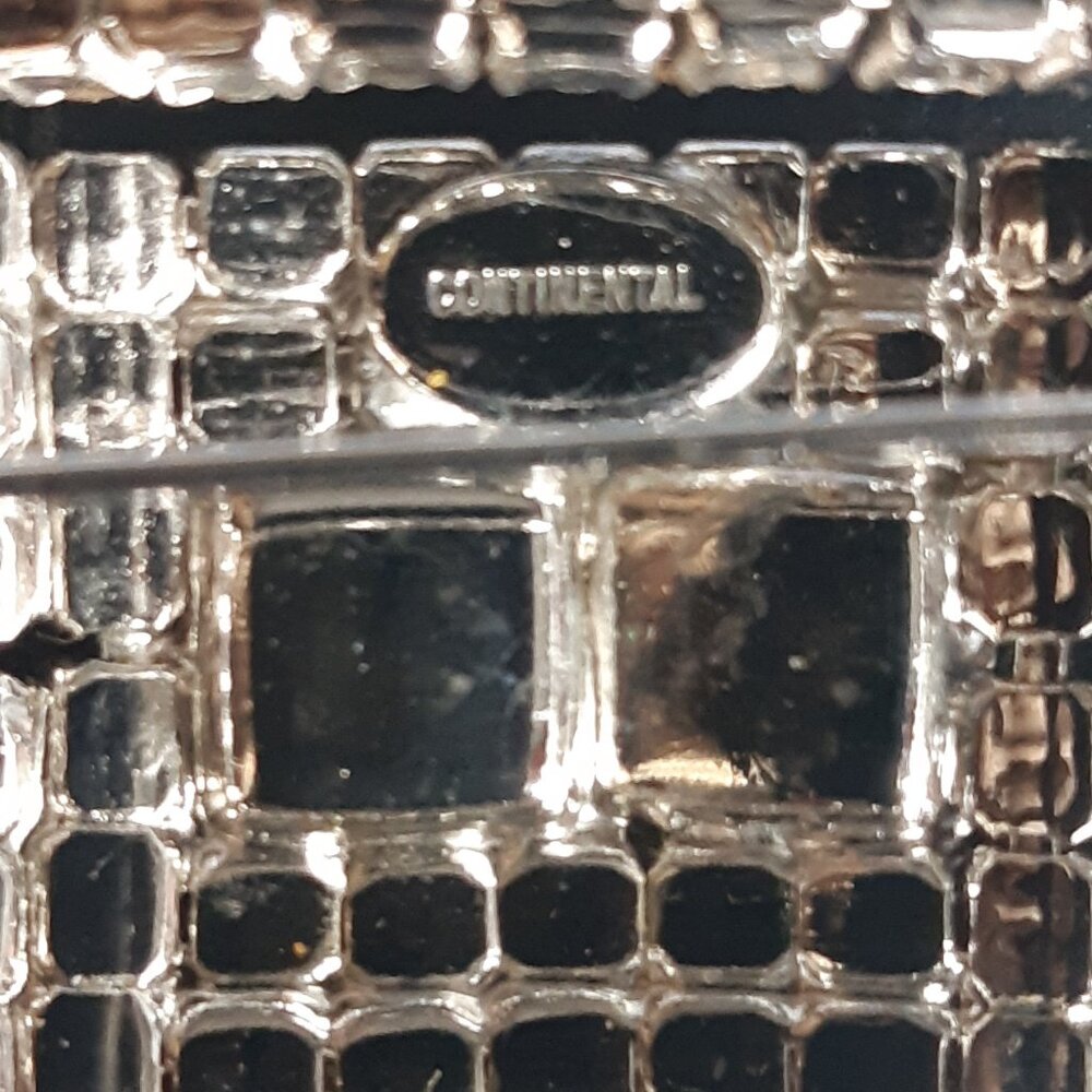 Continental Clear Rhinestone Rectangular Sliver Tone Brooch - Picture 6 of 8
